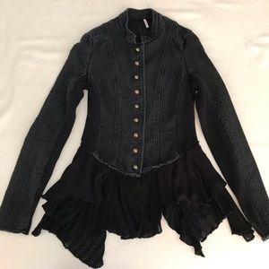 Free people military ruffles blazer jacket